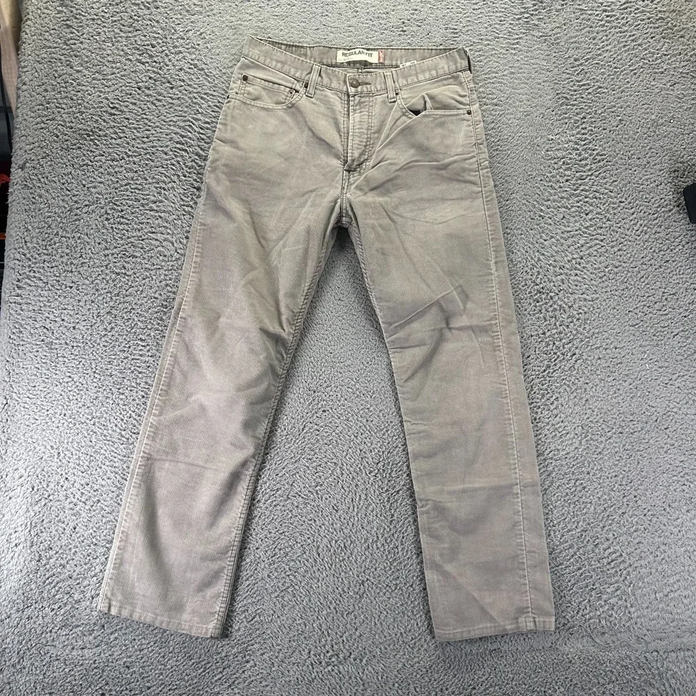 Vintage Levi's 505 Pant Mens 32x30 Gray Cotton Corduroy Chino Straight Business